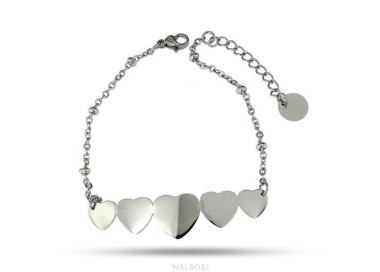 NSA|NALBORI bracelet woman anallergic steel with central 5 hearts