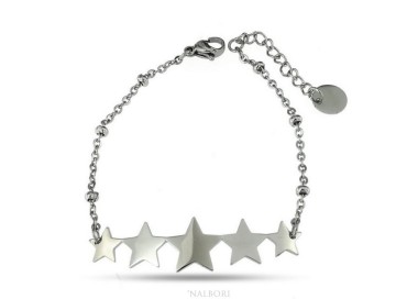 NSA|NALBORI anallergic steel woman bracelet with 5 stars central