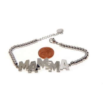 NSA|NALBORI bracelet woman steel hypoallergenic balls with plate MAM and heart