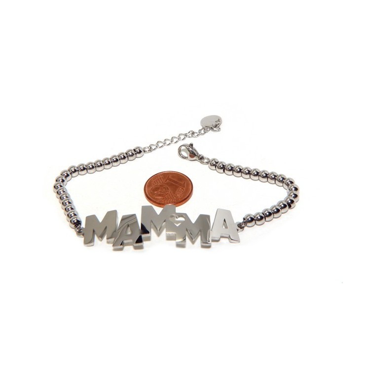 NSA|NALBORI bracelet woman steel hypoallergenic balls with plate MAM and heart
