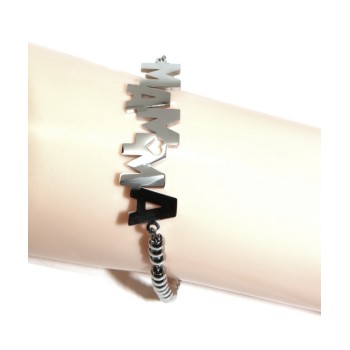 NSA|NALBORI bracelet woman steel hypoallergenic balls with plate MAM and heart
