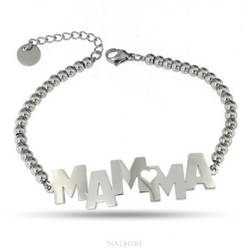 NSA|NALBORI bracelet woman steel hypoallergenic balls with plate MAM and heart