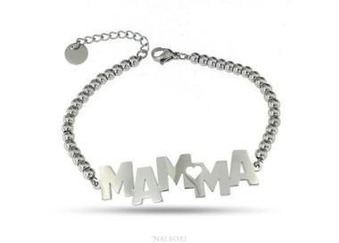 NSA|NALBORI bracelet woman steel hypoallergenic balls with plate MAM and heart