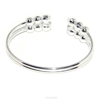 NSA|ARGENTO 925 : Bracciale donna schiava aperto doppio contrarie' palline sfaccettat