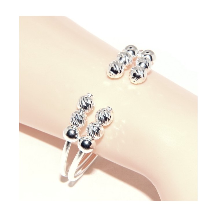 NSA|Bracciale donna schiava aperto doppio contrarie' palline diamantate