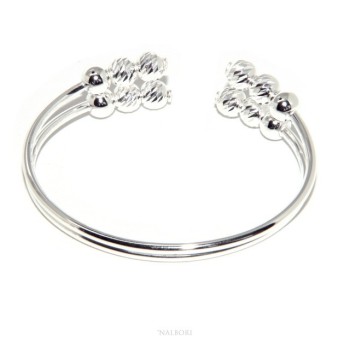 NSA|SILVER 925: Bracelet female slave open double opposite 'diamond balls