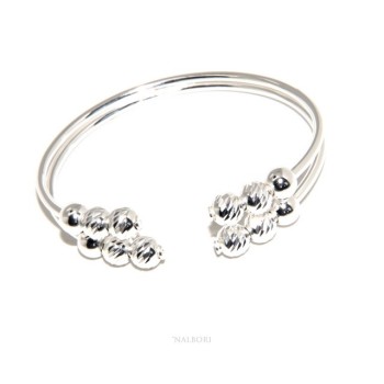 NSA|SILVER 925: Bracelet female slave open double opposite 'diamond balls