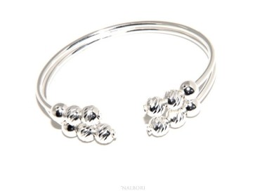 NSA|SILVER 925: Bracelet female slave open double opposite 'diamond balls