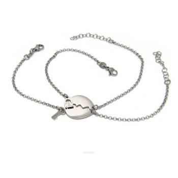 NSA|NALBORI double hypoallergenic steel bracelet he her heart key padlock