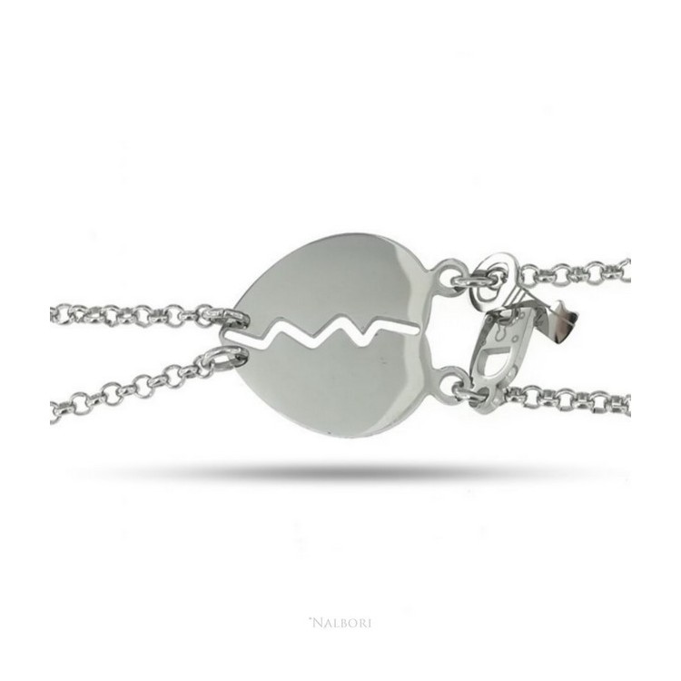 NSA|NALBORI double hypoallergenic steel bracelet he her heart key padlock