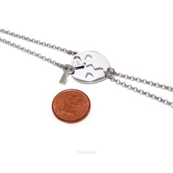 NSA|NALBORI double hypoallergenic steel bracelet he her heart pierced key padlock