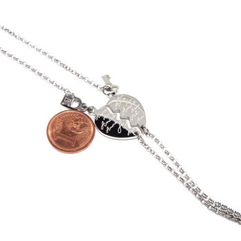 NSA|NALBORI bracciale acciaio anallergico doppio lui lei cuore scritta "amore" lucchetto chiave