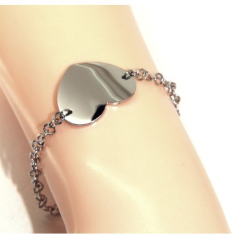 NSA|NALBORI anallergic steel bracelet rolo 'with big heart in the center