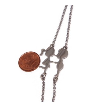 NSA|double hypoallergenic steel bracelet he she children kissing