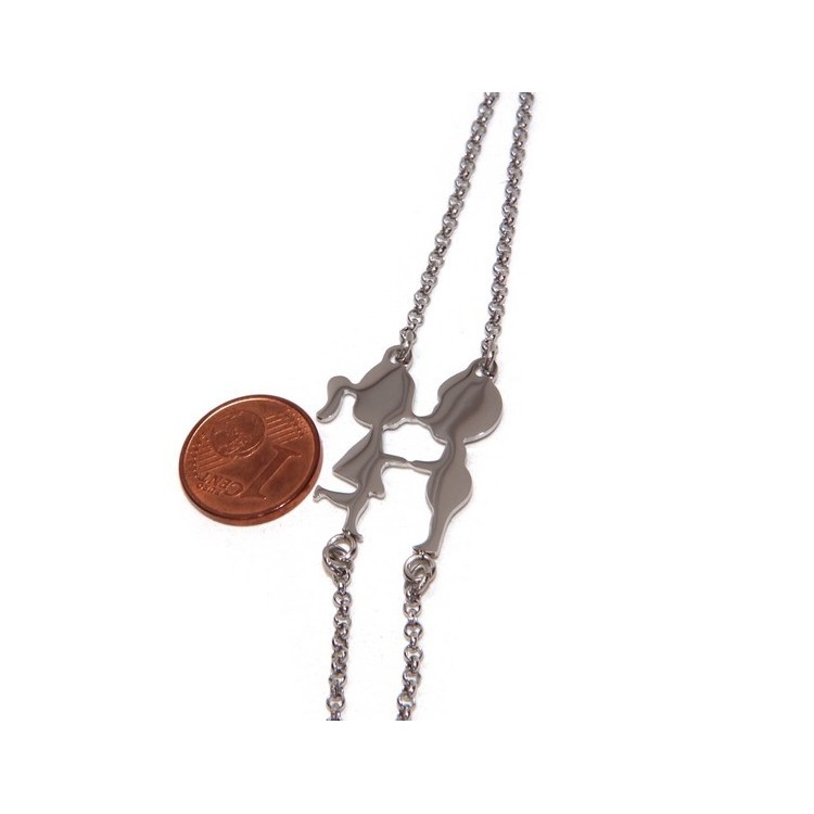 NSA|double hypoallergenic steel bracelet he she children kissing
