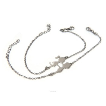 NSA|bracciale acciaio anallergico doppio lui lei bambini che si baciano