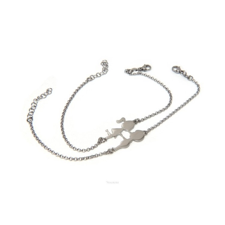 NSA|double hypoallergenic steel bracelet he she children kissing
