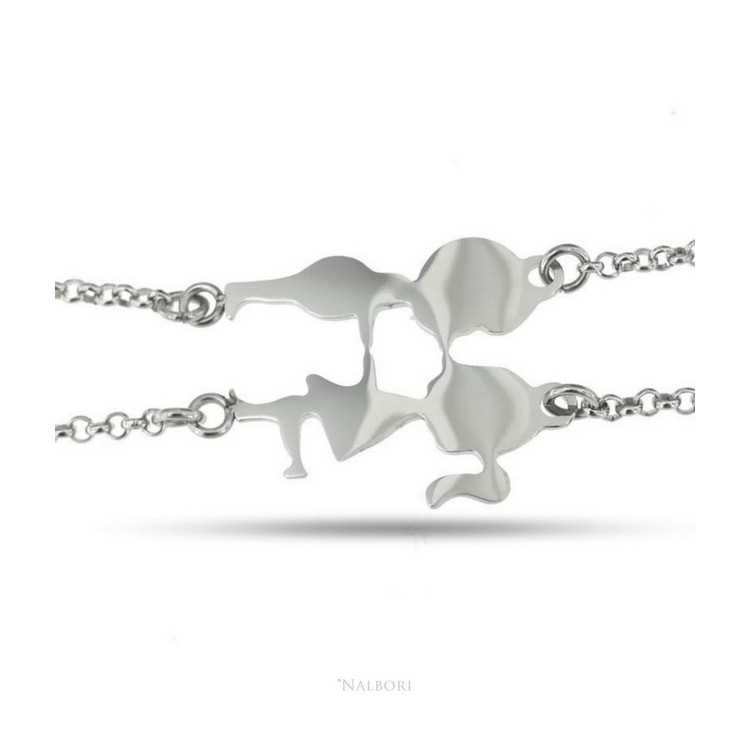 NSA|double hypoallergenic steel bracelet he she children kissing