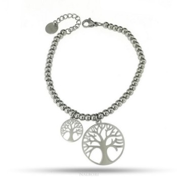 NSA|NALBORI bracelet anallergic steel balls with tree of life pendant
