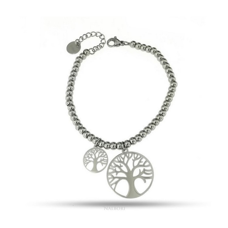 NSA|NALBORI bracelet anallergic steel balls with tree of life pendant