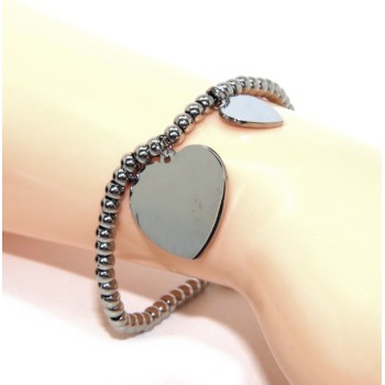 NSA|NALBORI bracelet anallergic steel balls with big and small heart pendant