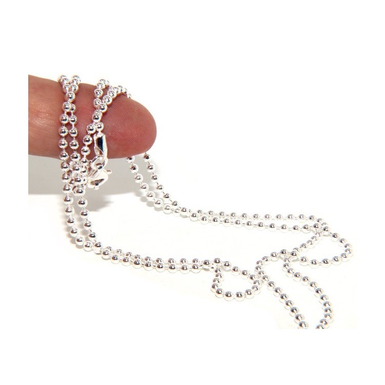 NSA|ARGENTO 925 : Girocollo collana pallini palline balls 2,5 mm varie lunghezze modello chiaro sbiancato