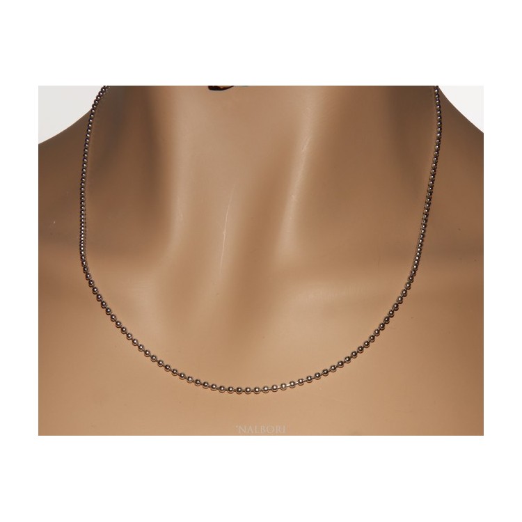 NSA|SILVER 925: Choker necklace balls balls balls 2.0 mm various lengths dark antique model