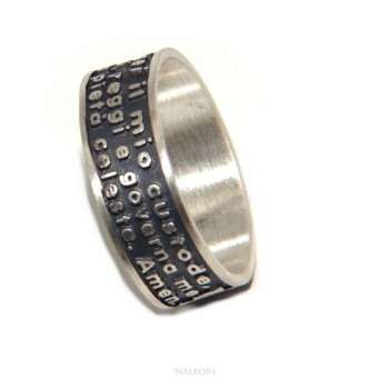 NSA|Silver 925 ring for men women band prayer Angel of God Italian