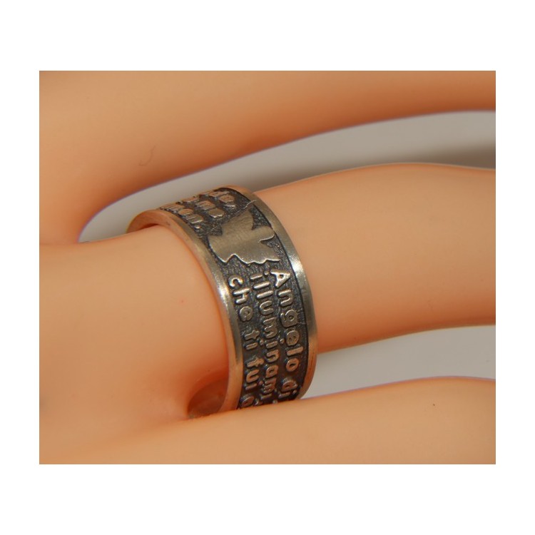 NSA|Anello Argento 925 da uomo donna fascia preghiera Angelo di Dio italiano  Serie Mistika di Nalbori