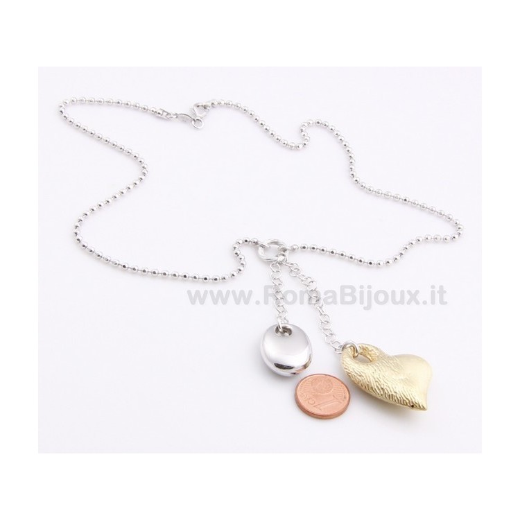 NSA|SILVER 925: Choker Beads Faux Saliscendi with Heart Pendant Yellow