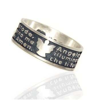 NSA|Silver 925 ring for men women band prayer Angel of God Italian