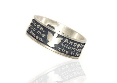 NSA|Anello Argento 925 da uomo donna fascia preghiera Angelo di Dio italiano  Serie Mistika di Nalbori