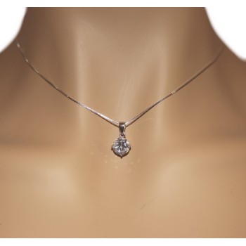 NSA|Collier necklace 925 silver man woman point light bright white zircon 8 mm