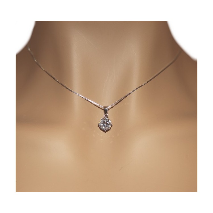 NSA|Collier necklace 925 silver man woman point light bright white zircon 8 mm