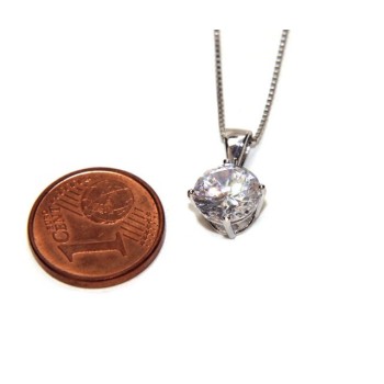 NSA|Collier necklace 925 silver man woman point light bright white zircon 8 mm