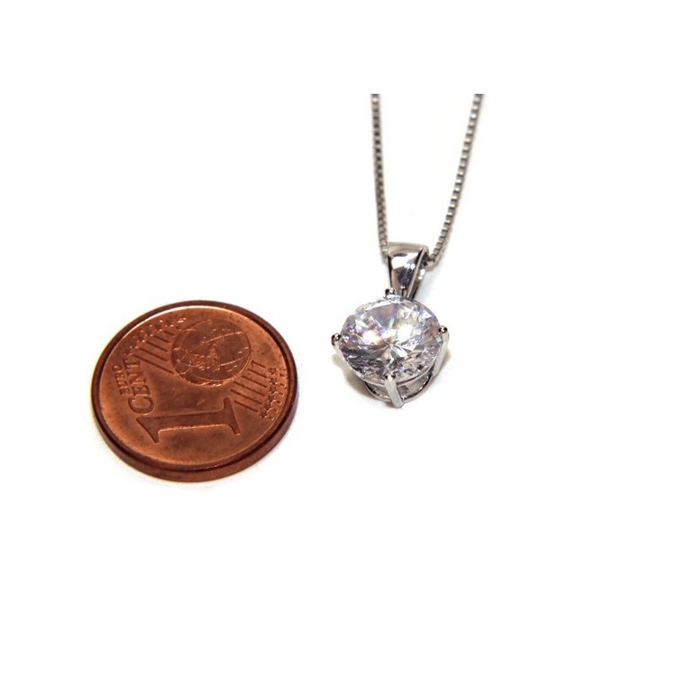 NSA|Collier necklace 925 silver man woman point light bright white zircon 8 mm