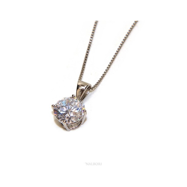 NSA|Collier necklace 925 silver man woman point light bright white zircon 8 mm