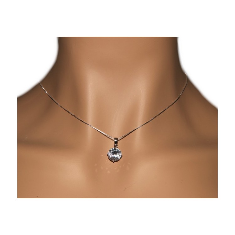NSA|Collier collana argento 925 uomo donna punto luce brillante zircone bianco 10 mm