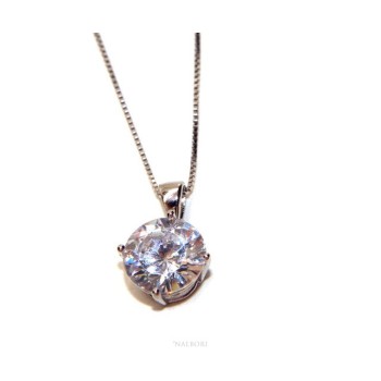 NSA|Collier collana argento 925 uomo donna punto luce brillante zircone bianco 10 mm