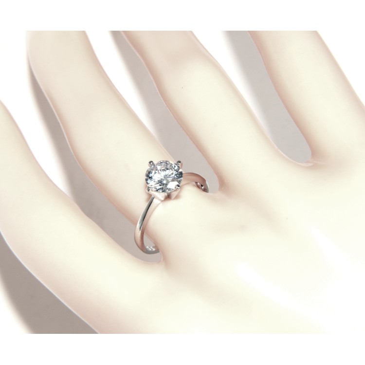 NSA|Argento 925 Rodiato : Solitario con zircone da 7 mm taglio brillante