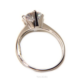 NSA|silver 925 Rhodium: Solitaire with zircon 7,0 mm brilliant cut