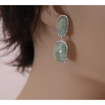 NSA|Earrings in 925 silver natural corundum faceted emerald root faceted