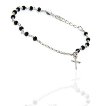 NSA|Rosary bracelet man woman in 925 sterling silver cross pendant 15.5-18 cm