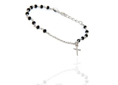 NSA|Rosary bracelet man woman in 925 sterling silver cross pendant 15.5-18 cm