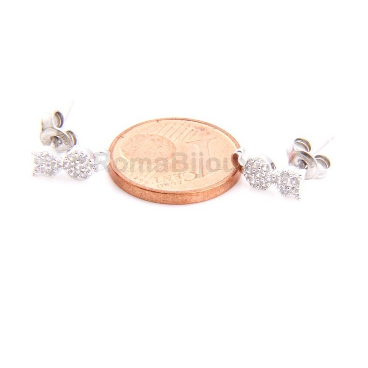 NSA|italian silver :   woman earrings zirconia white cat kitten tail contrary