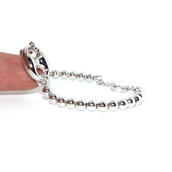 NSA|Bracelet man woman in Sterling Silver 5 mm balls and marine sweater circumference wrist 16,50 - 19.50 cm