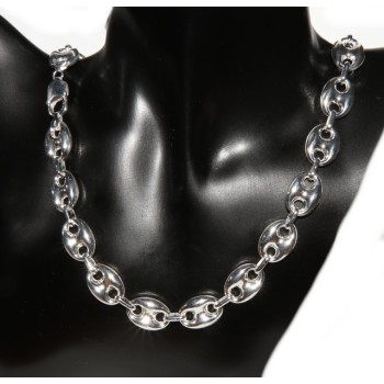 NSA|ARGENTO 925 : Completo parure collana + Bracciale donna maglia marina 18 x 13 mm grande