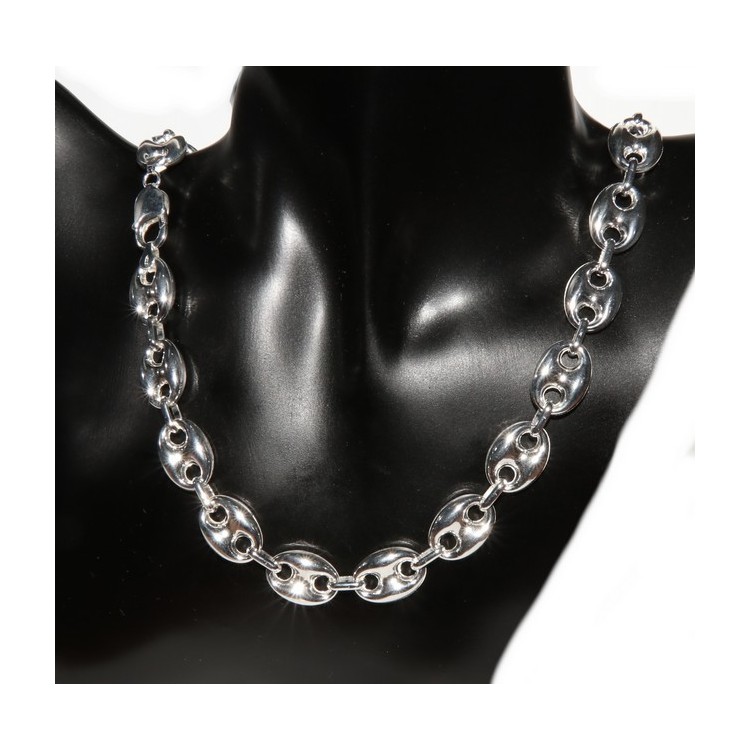 NSA|SILVER 925: Complete set of necklace + bracelet woman marine sweater 18 x 13 mm large