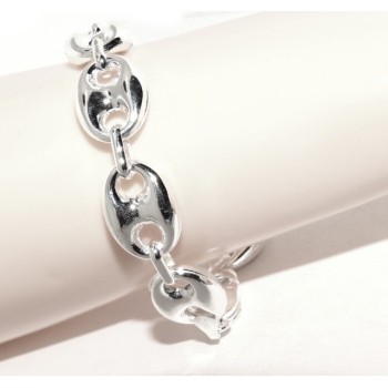 NSA|ARGENTO 925 : Completo parure collana + Bracciale donna maglia marina 18 x 13 mm grande