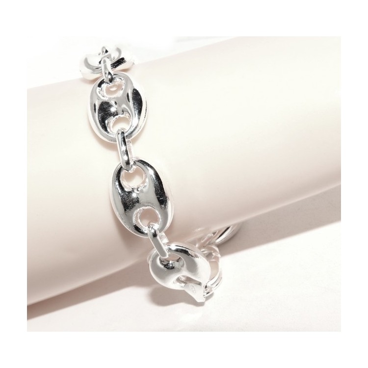 NSA|SILVER 925: Complete set of necklace + bracelet woman marine sweater 18 x 13 mm large